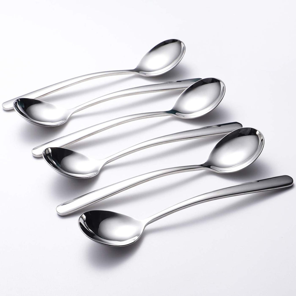 Soup Spoons 6-Pack 18/10 Stainless Steel Big  Large and Heavy Duty Round Spoons Elegance Series 7.7 Inch Long 2.2 Ounces Weight by IRONX (biggest soup spoons)