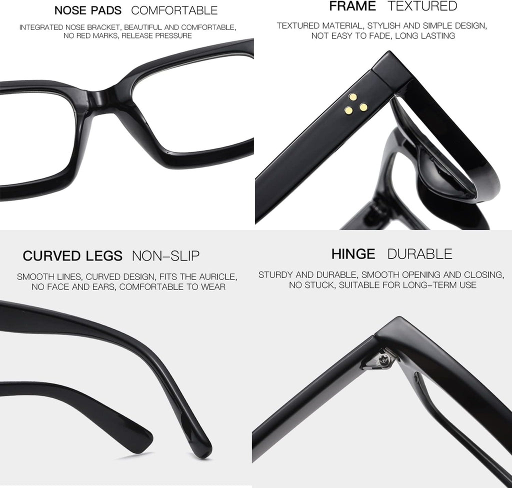 EYLRIM Classic Thick Square Frame Clear Lens Glasses for Women Men Non Prescription Eyeglasses