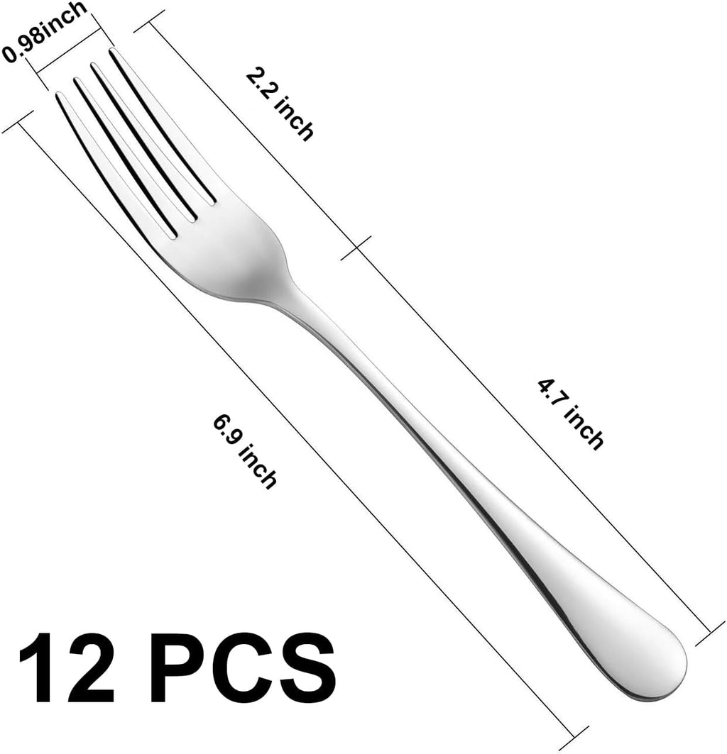 Salad Forks Mirror Polished Stainless Steel Dessert Forks Set  Silverware Dishwasher Safe Use for Home Kitchen Party Restaurant- Set of 12  6.9 Inches