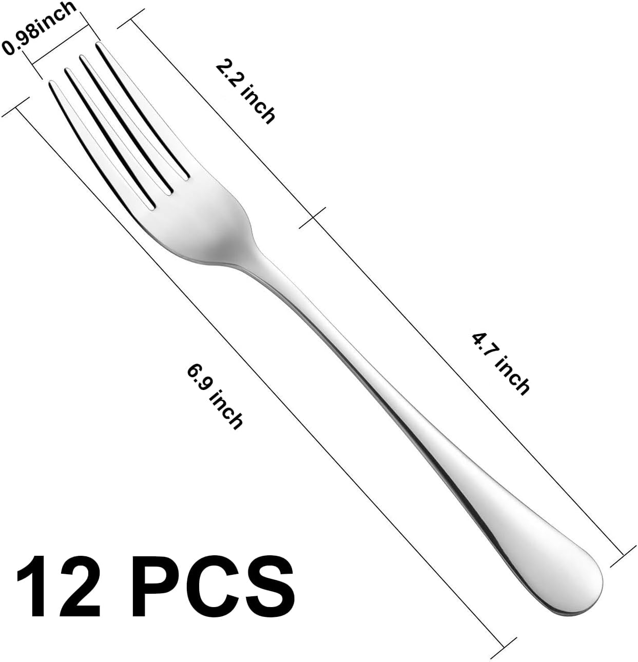 Salad Forks Mirror Polished Stainless Steel Dessert Forks Set  Silverware Dishwasher Safe Use for Home Kitchen Party Restaurant- Set of 12  6.9 Inches