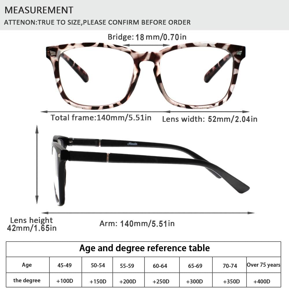 Henotin 4-Pack Blue Light Blocking Reading Glasses Women Men Spring Hinge Computer Readers Anti UV Ray Square Nerd Eyeglasses (Mixed Color  0.00  Diopters)