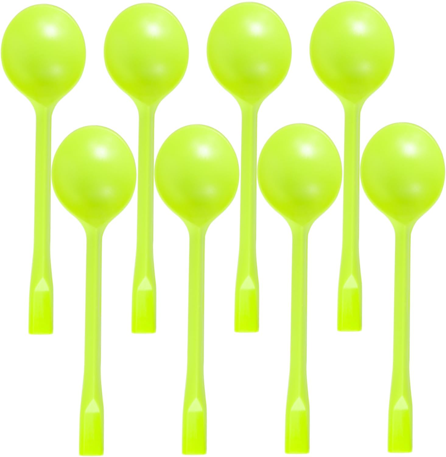Pack of 100 Extra-Heavy Weight Disposable Plastic Spoons Individual Wrapped Soup Spoons for Soup Dessert Ice Cream Take Out Spoon (Green)