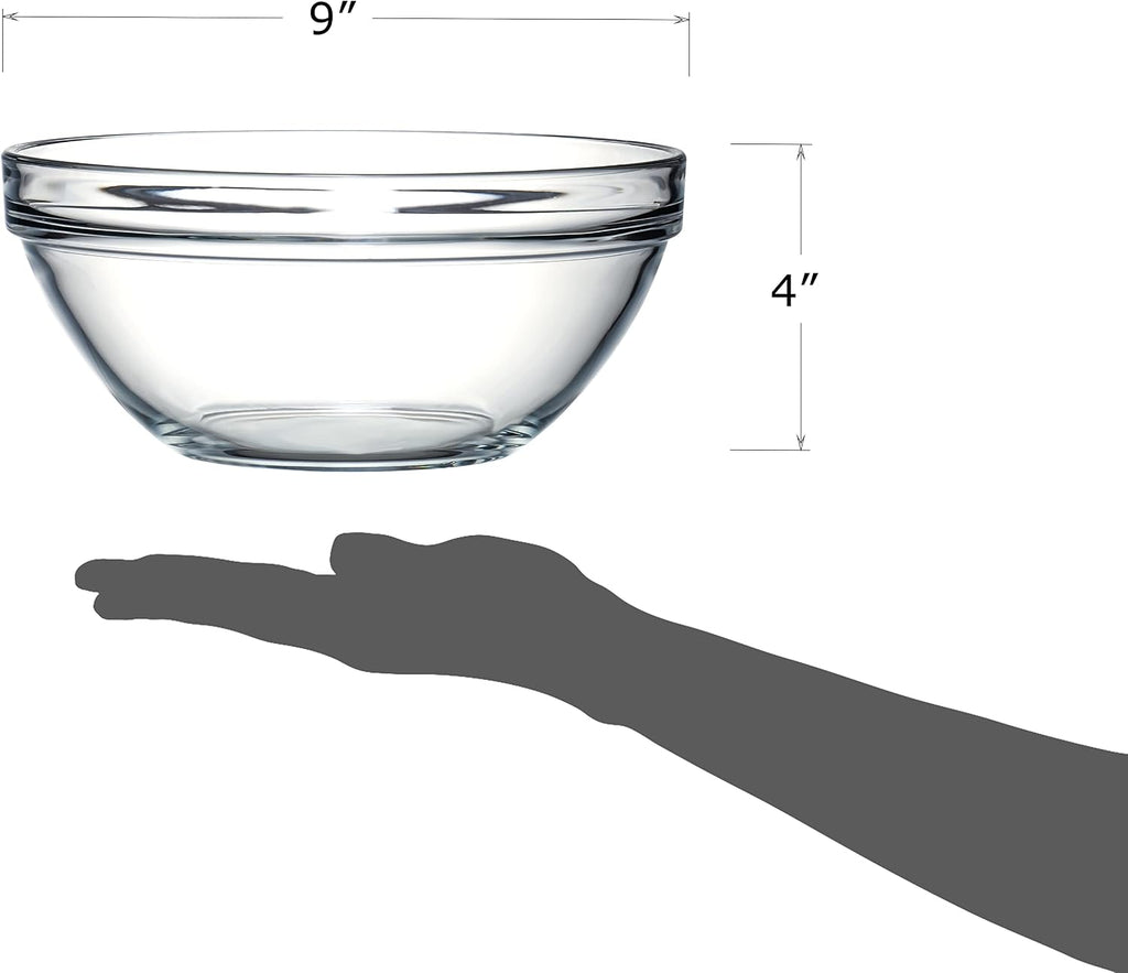Red Co. 2.6 Quart Fully Tempered Clear Glass Mixing and Prepping Bowl with Safety Rim  Medium