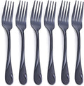 Black Salad Fork Set  Seeshine 6.9-inch Stainless Steel Shiny Black Metal Dessert Fork  Small Cake Fork  Set of 6