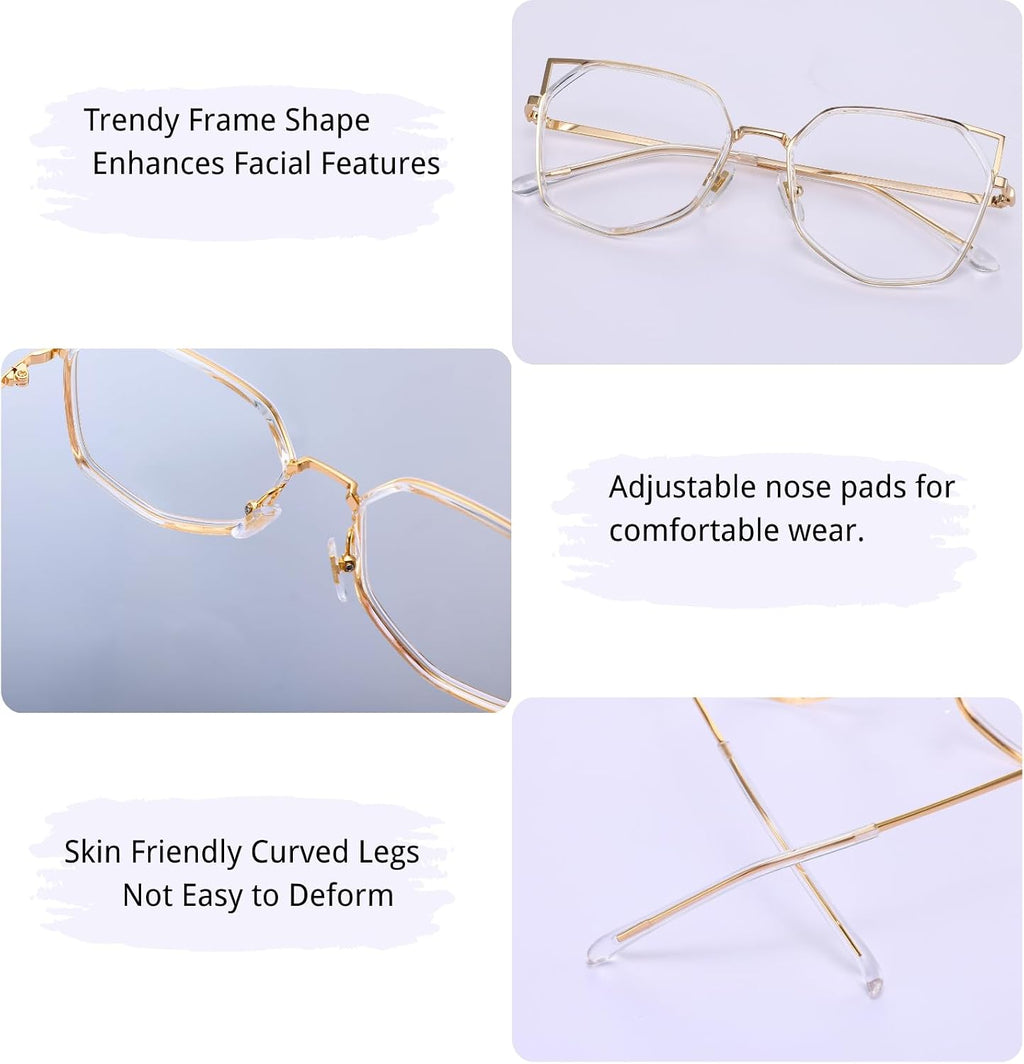 Firmoo Blue Light Blocking Reading Glasses for Women  Stylish Anti Eyestrain Cat Eye Computer Glasses  S985