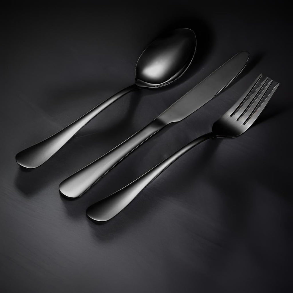 Black Forks Silverware Set Of 6 Pieces  Stainless Steel Forks  Mirror Polished Fork Set  Cutlery Utensils Set=  Apartment Essential Flatware
