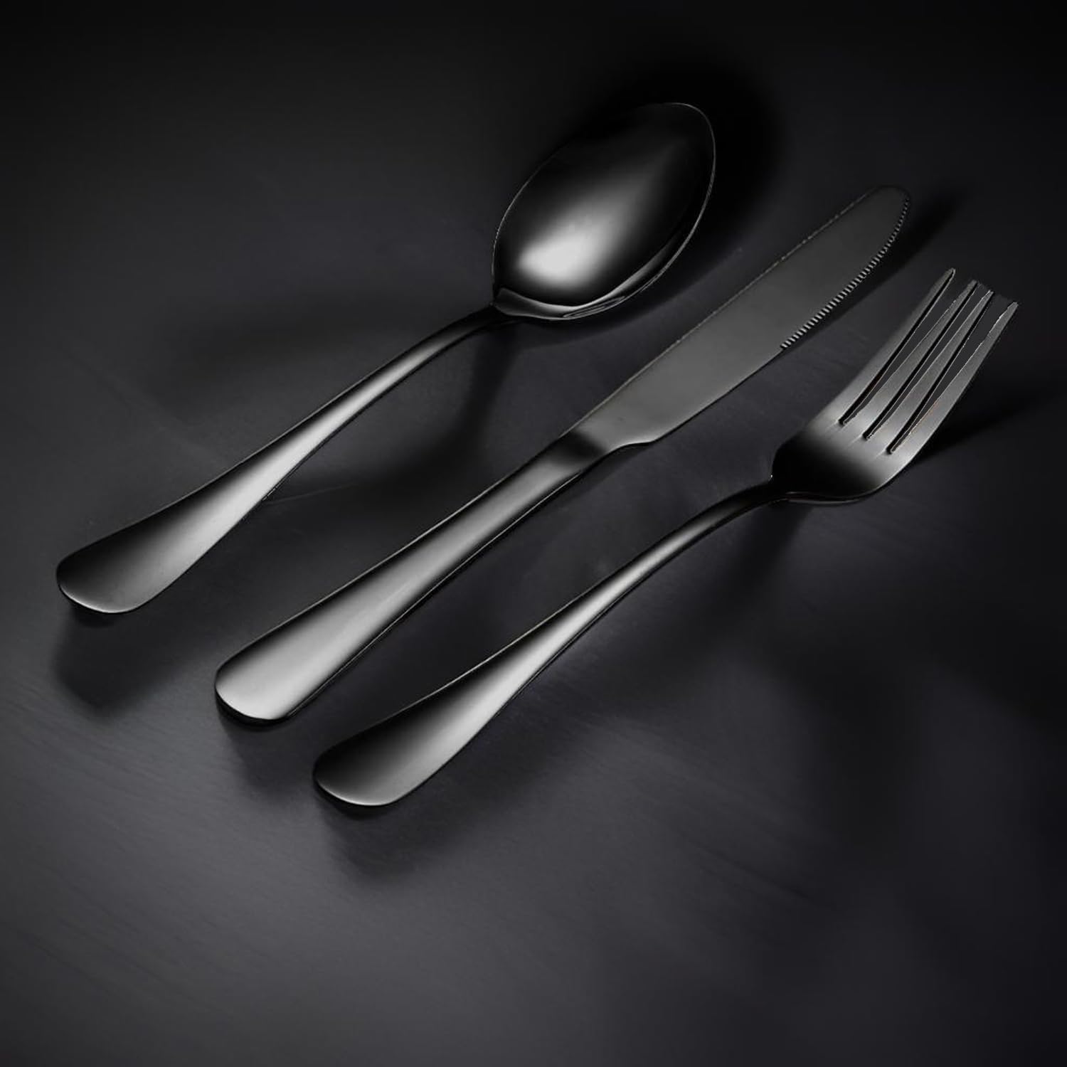 Black Forks Silverware Set Of 6 Pieces  Stainless Steel Forks  Mirror Polished Fork Set  Cutlery Utensils Set=  Apartment Essential Flatware