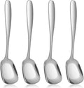 4 Pcs Ice Cream Spoon  Square Head Dessert Spoons Stainless Steel Soup Spoon Mini Shovel Spoons for Tea Dessert Sugar 6.0-inch Silve