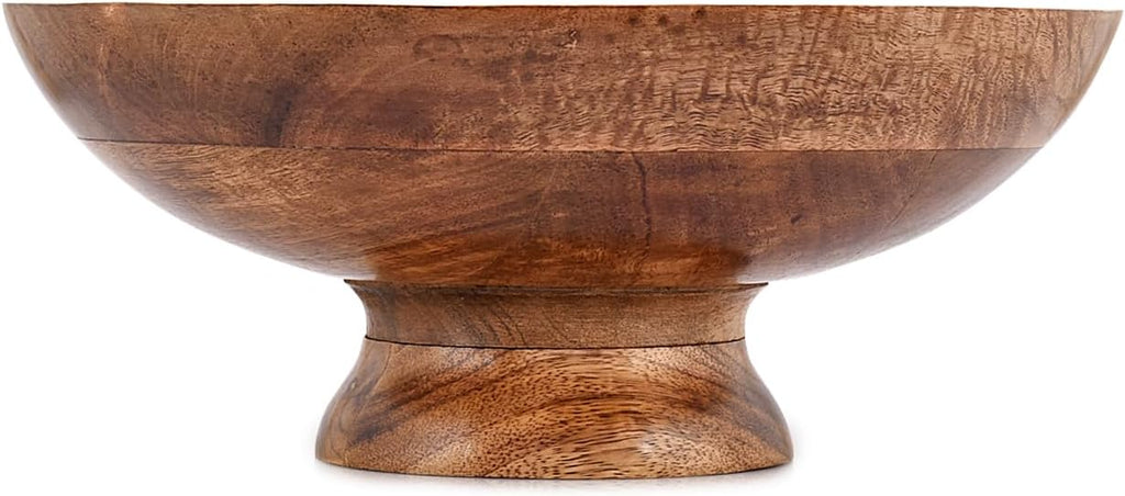 NIRMAN FRUIT BOWL Mango Wood Round Shaped Serving Bowl For Fruit Dessert Platter Tray Dish Kitchen Dining Fruit Dessert Snack (12" x 12" x 5")