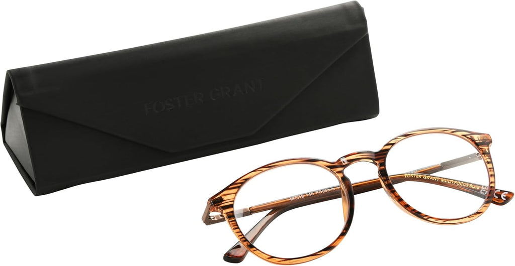 Foster Grant unisex-adult Mckay Blue Light Multifocus Reading Glasses Round reading-glasses