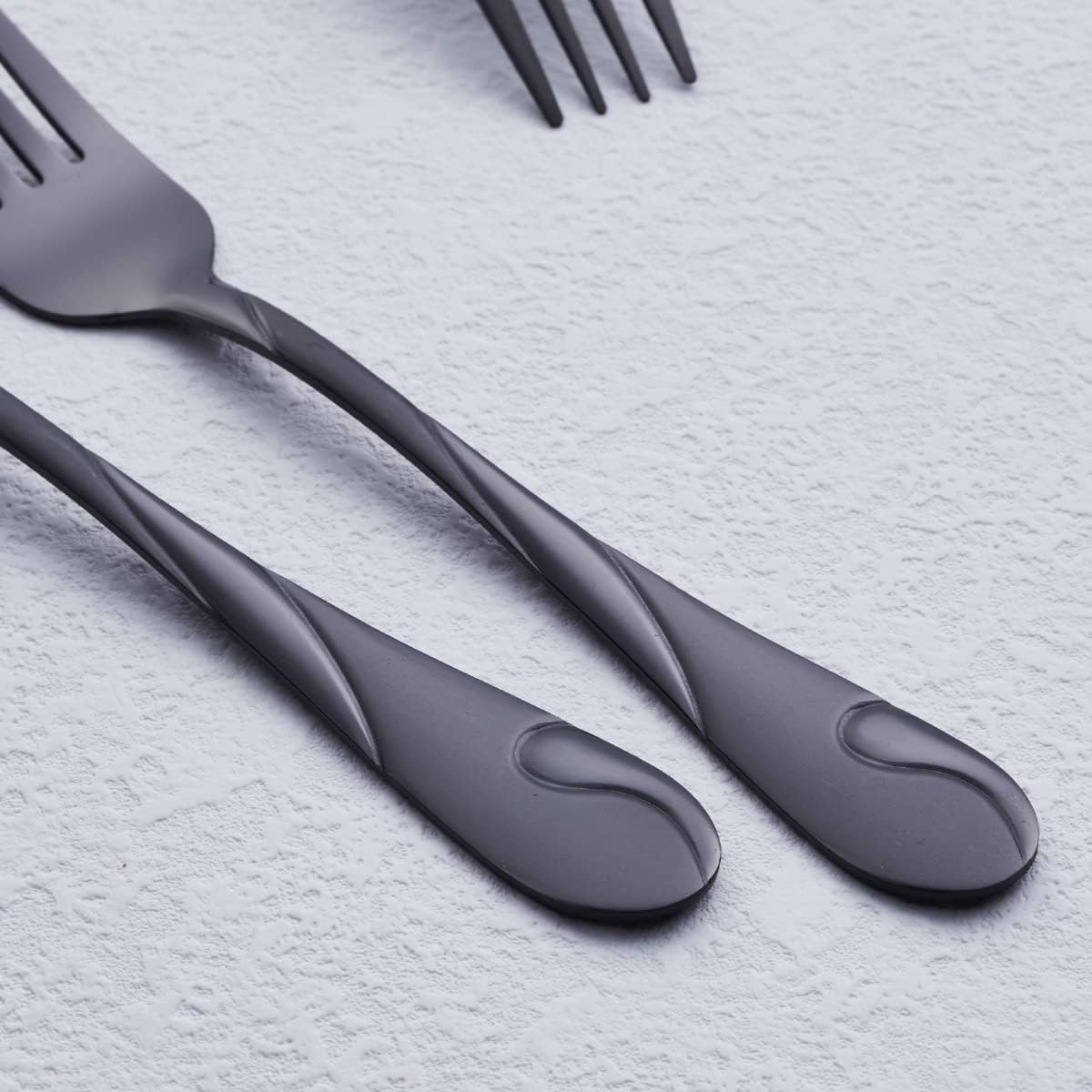 Black Salad Fork Set  Seeshine 6.9-inch Stainless Steel Shiny Black Metal Dessert Fork  Small Cake Fork  Set of 6