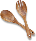 AOOSY Acacia Wood Salad Tongs 10.2 Inch Serving Utensils Set Salad Fork and Salad Spoon for Serving Long Handle Salad Server Set Kitchen Cooking Utensil