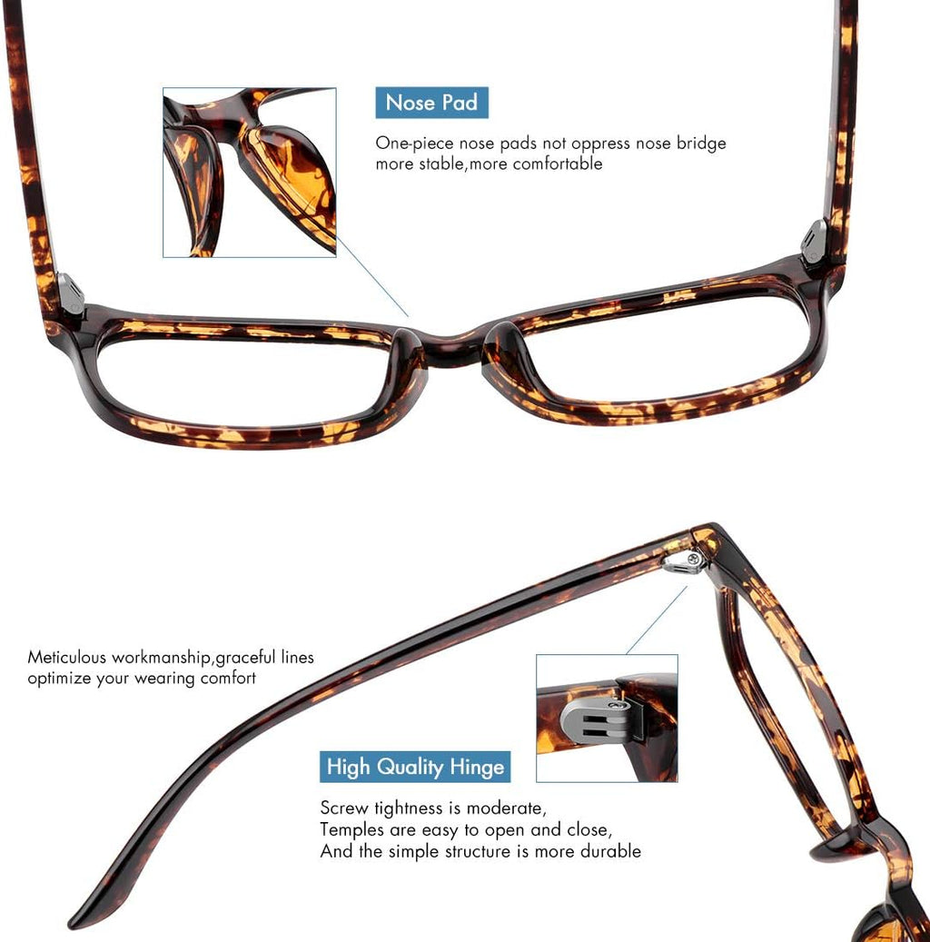 MEETSUN Blue Light Blocking Glasses  Anti Eye Strain Headache (Sleep Better) Computer Reading Glasses UV400 Transparent Lens (Black+Leopard+Tortoise  53)