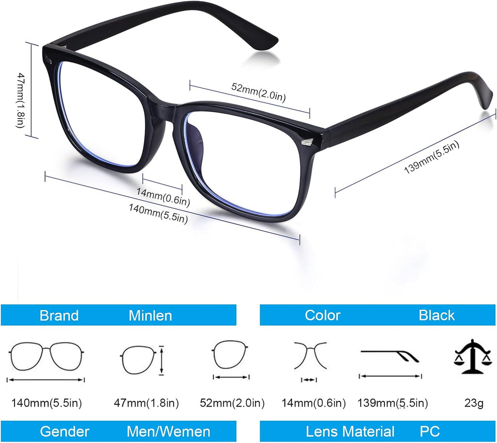 Blue Light Blocking Glasses for Women/Men Clear Frame Square Eyeglasses Computer Gaming Screen Glasses