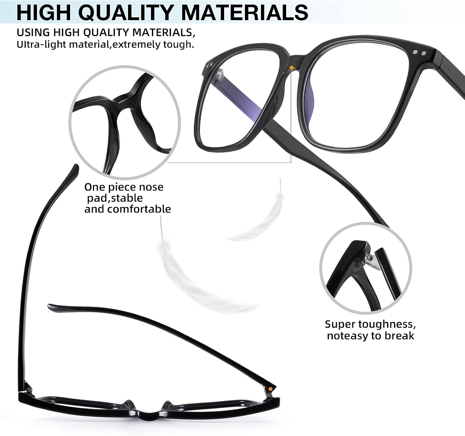 Oversized Square Blue Light Blocking Glasses for Women and Men - Gaming & Computer Anti-Fatigue