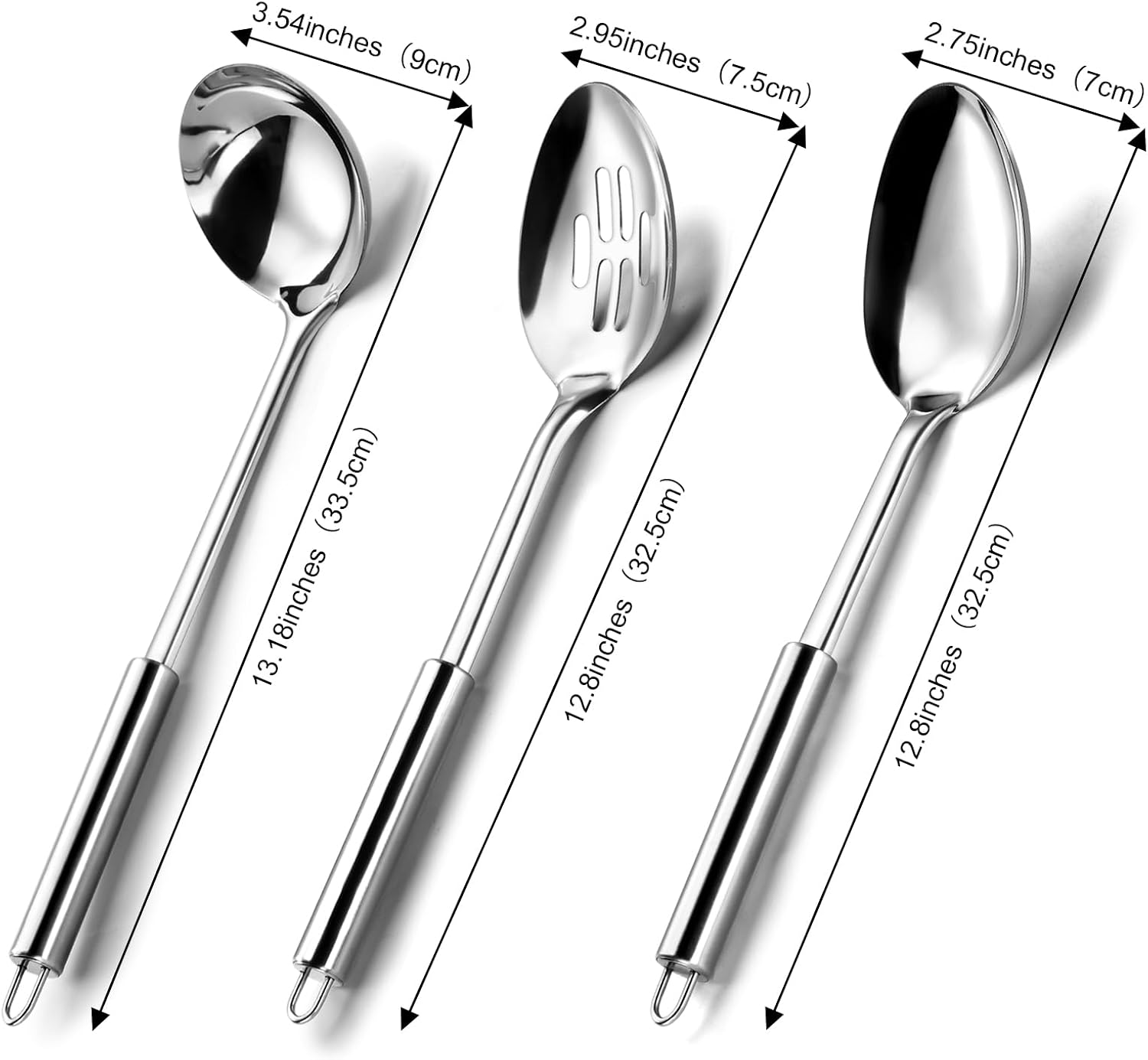 Pleafind Serving Utensils Set for Parties 3-Piece Silver Stainless Steel utensils set Includes 1 Serving Spoon  1 Slotted Spoon and 1 Soup Ladle Serving Spoons for Buffet