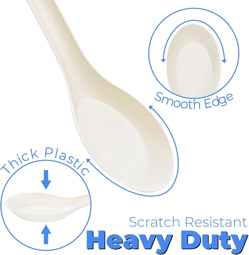 300 Pack Disposable Asian Soup Spoon  Small Plastic Spoons Bulk  4.6" × 1.2" Heavy Duty Spoons for Hot Soup  Plastic Utensils Cutlery for Home Restaurant Party Supply  Freezer Microwave Safe