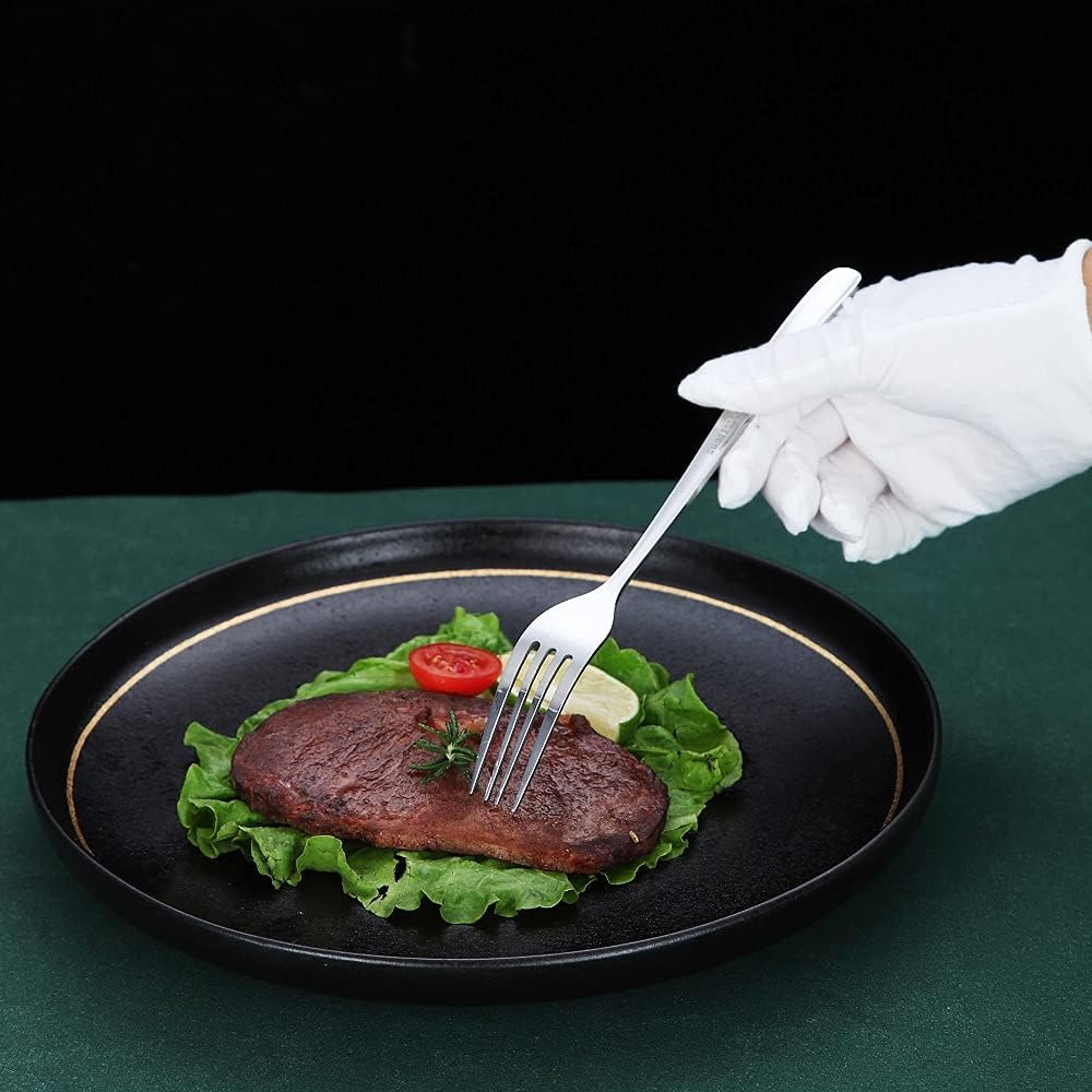 Stainless Steel Dinner Forks Set  6 Piece - Silverware for Home  Kitchen or Restaurant  Dishwasher Safe (Silver-8 Inch)