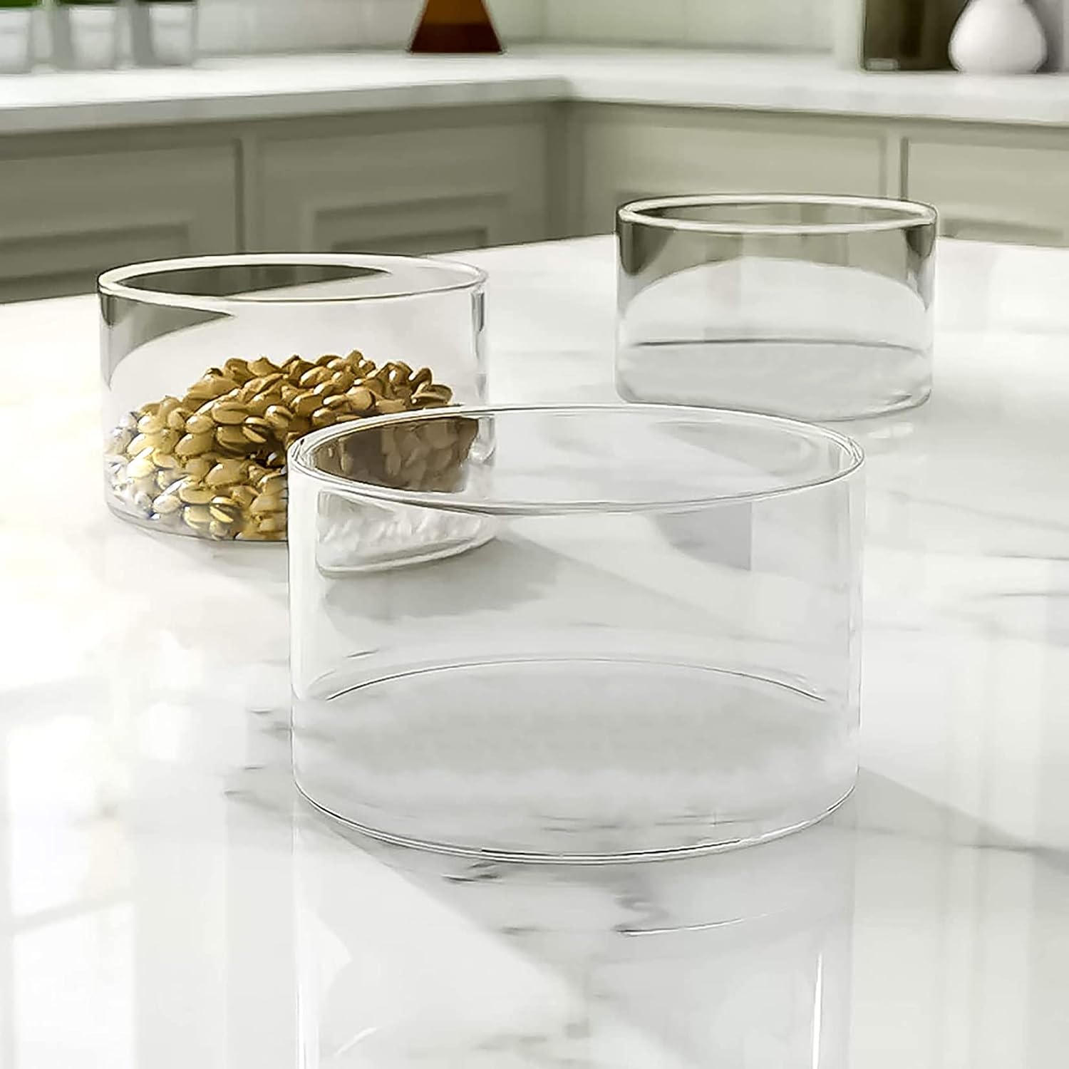 Large Glass Salad Bowl - Microwave & Dishwasher Safe - Centerpiece Serving Bowl - Mixing and Serving Dish - Clear Borosilicate Glass Fruit Bowl and Trifle Bowl  100oz.
