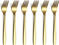 Berglander Gold Tea Fork  Stainless Steel Cake Fork Dessert Fork With Titanium Gold Plating 6.5 Inches Forks Pack of 6