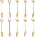 AnSaw 10-Piece Gold Mini Leaf Dessert Forks Set - 4.7" Elegant Stainless Steel Fruit  Appetizer  Cake & Salad Forks - Perfect for Cocktail Parties & Home Use