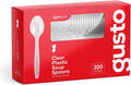 Comfy Package [Pack of 300] Heavyweight Disposable Clear Plastic Soup Spoons - Engraved Design