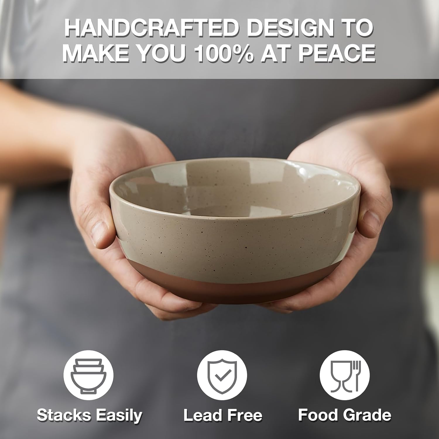 Morandi Color Large Ceramic Bowls Set of 4  30 Ounce Cereal  Soup  Salad  Oatmeal  Serving Bowls - Dishwasher & Microwave Safe