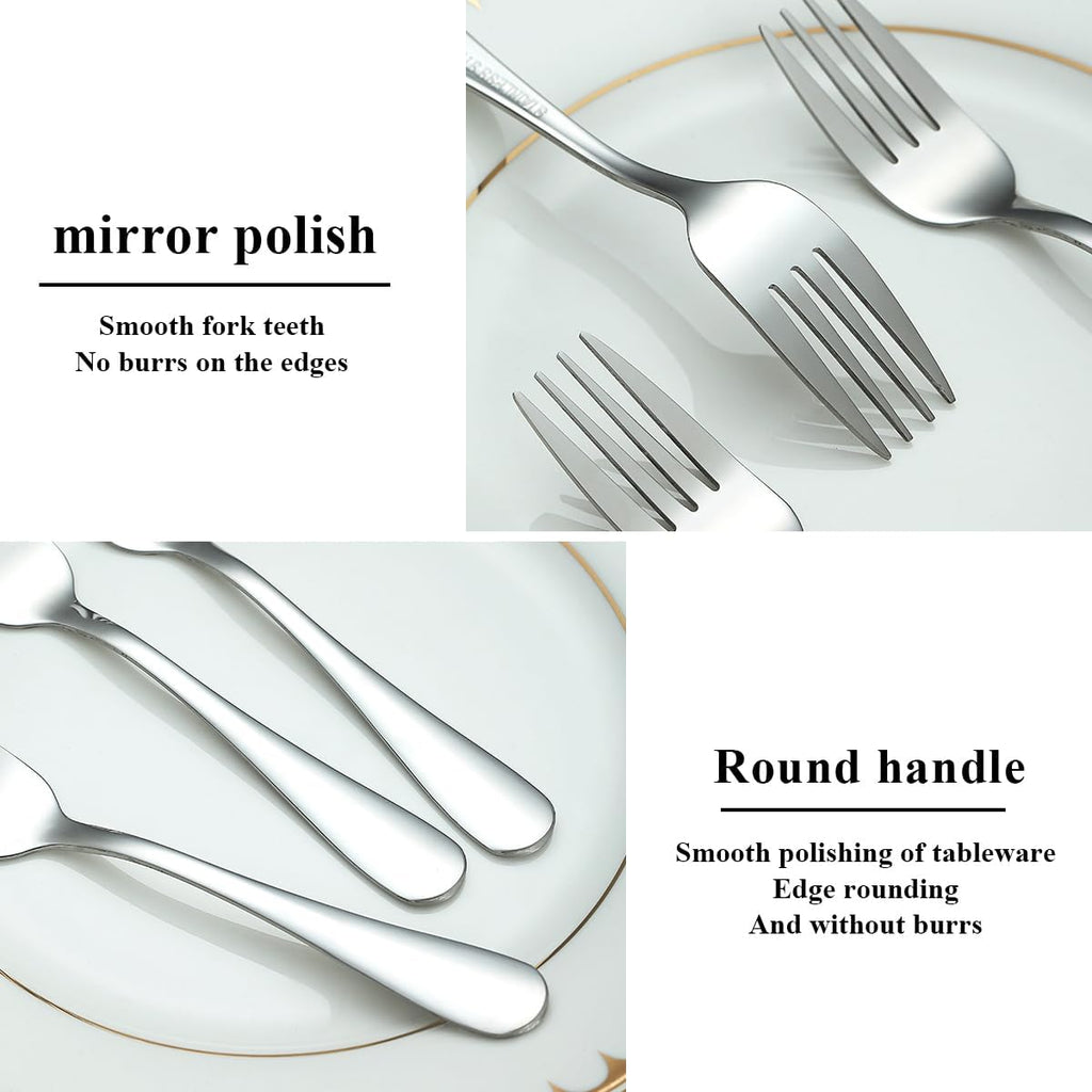 Evanda Dessert Forks Set of 12 Pack  5.62" Stainless Steel Pastry Fork  Appetizer Fork for Fruit  Cake  Cheese  Party Trips  Cafes  Restaurants  Easy To Clean  Dishwasher Safe