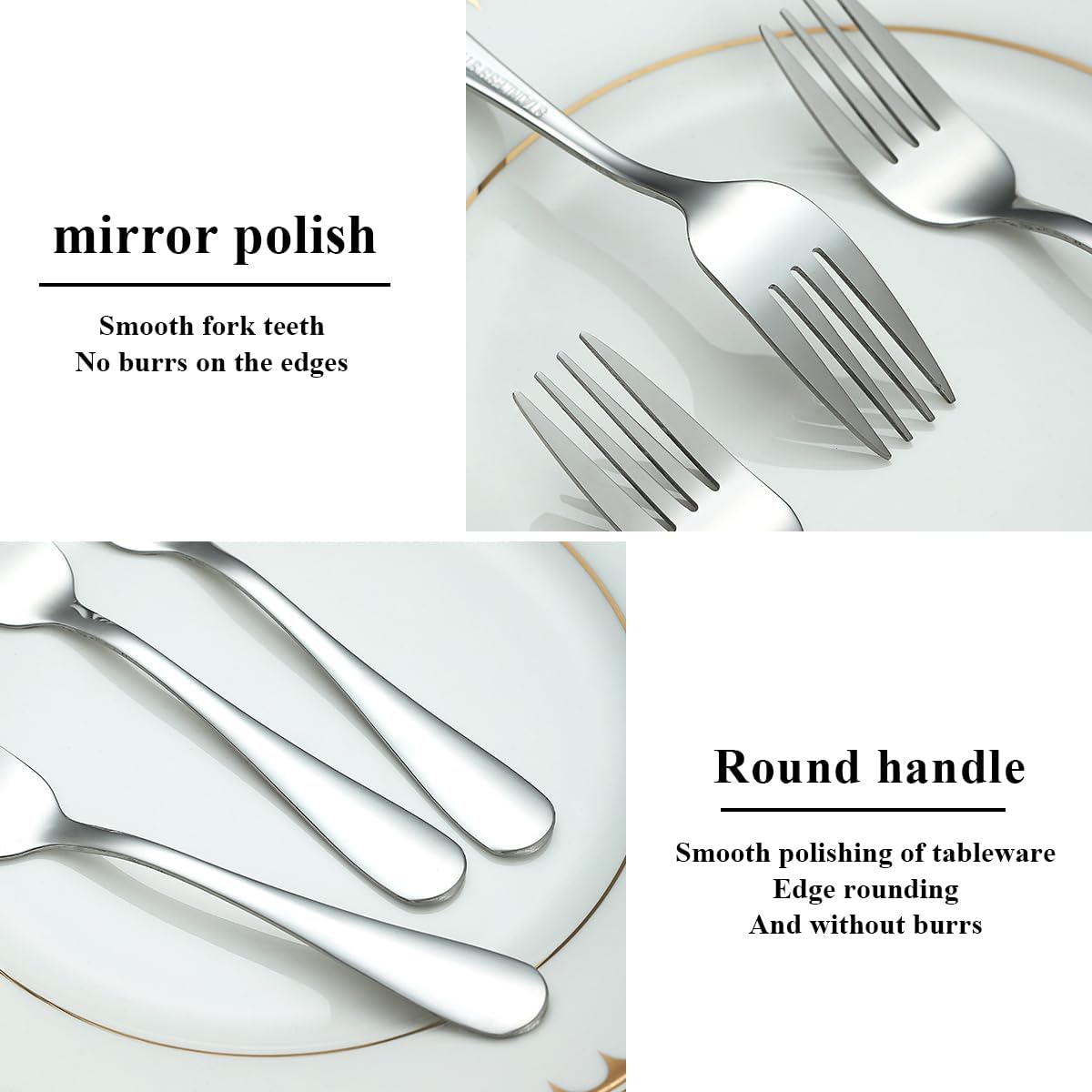 Evanda Dessert Forks Set of 12 Pack  5.62" Stainless Steel Pastry Fork  Appetizer Fork for Fruit  Cake  Cheese  Party Trips  Cafes  Restaurants  Easy To Clean  Dishwasher Safe