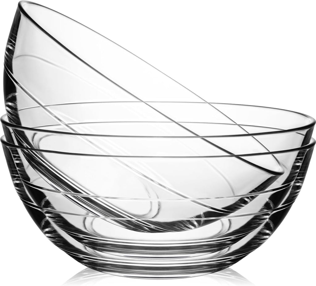 NUTRIUPS 3 Pack Clear Glass Soup Bowl  8 inch Serving Bowl  Tempered Glass Microwave and Oven Safe