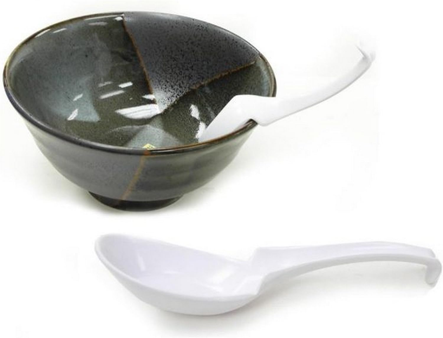 JapanBargain 2777x6  Chinese Soup Spoons Asian Korean Japanese Wonton Soba Rice Pho Ramen Noodle Spoon Notch and Hook Ladle Style Spoon Set of 6  White