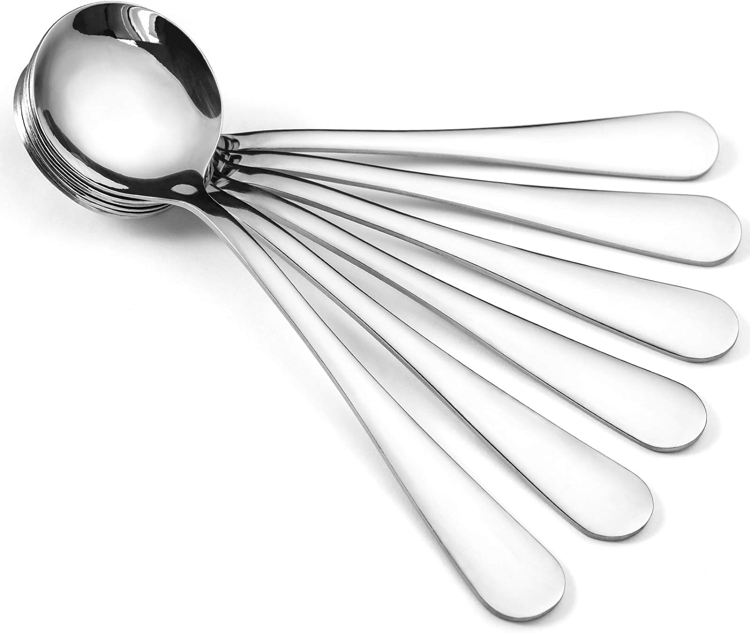 Hiware 12-Piece Soup Spoons  Round Stainless Steel Bouillon Spoons