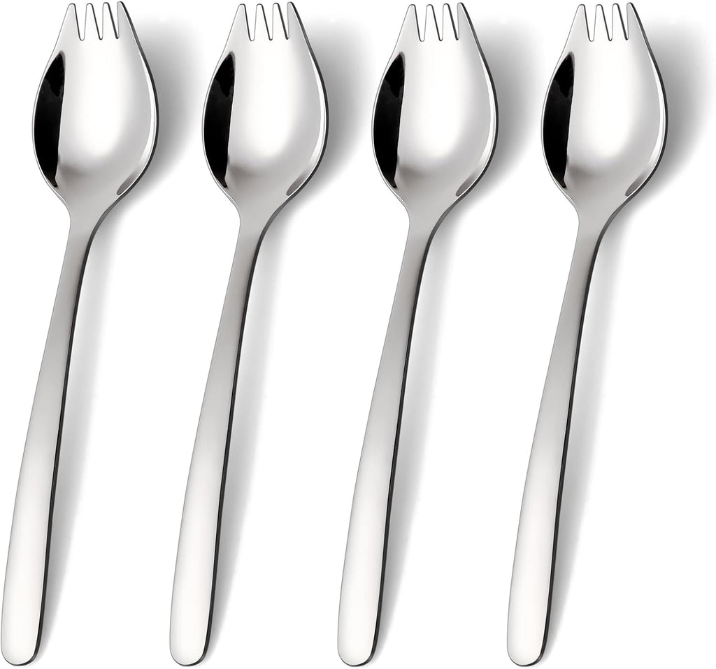 Lovingly Yours 7-inch Spork Stainless Steel  Reusable Metal Sporks  Set of 4