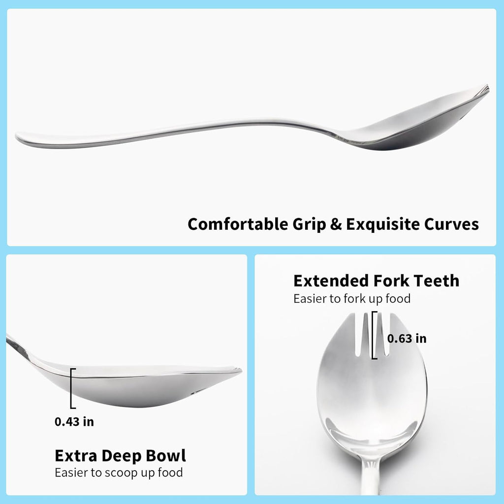 Alata Sporks  8-Pack Food-grade Stainless Steel Sporks  7.4 Inches Long Handle Salad Forks For Dessert  Ice Cream  Salad  Soup  Noodle  Spaghetti  Dishwasher Safe