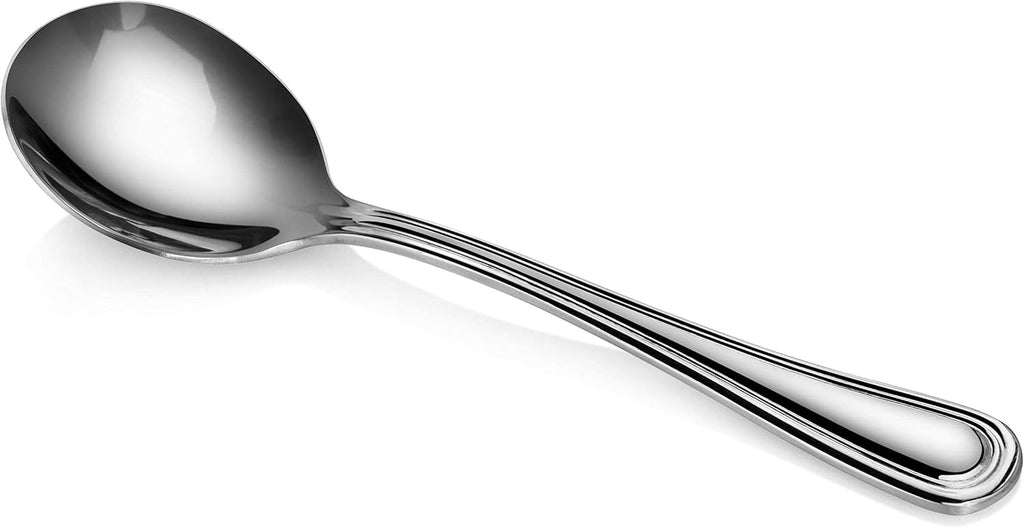 New Star Foodservice 58185 Slimline Pattern  18/0 Stainless Steel  Bouillon Spoon  5.7-Inch  Set of 12