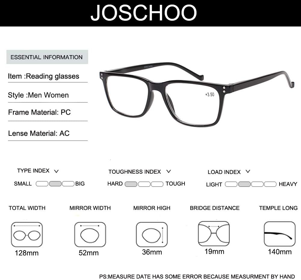 JOSCHOO 5 Pack Reading Glasses Men Women Spring Hinges Comfortable Glasses for Reading (5 Mix  1.75)