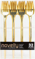 Novelty Flatware Gold Salad Forks - 32 Pieces - Modern & Stylish Plastic Flatware for Chic Table Settings  Perfect for Parties  Catering & Events