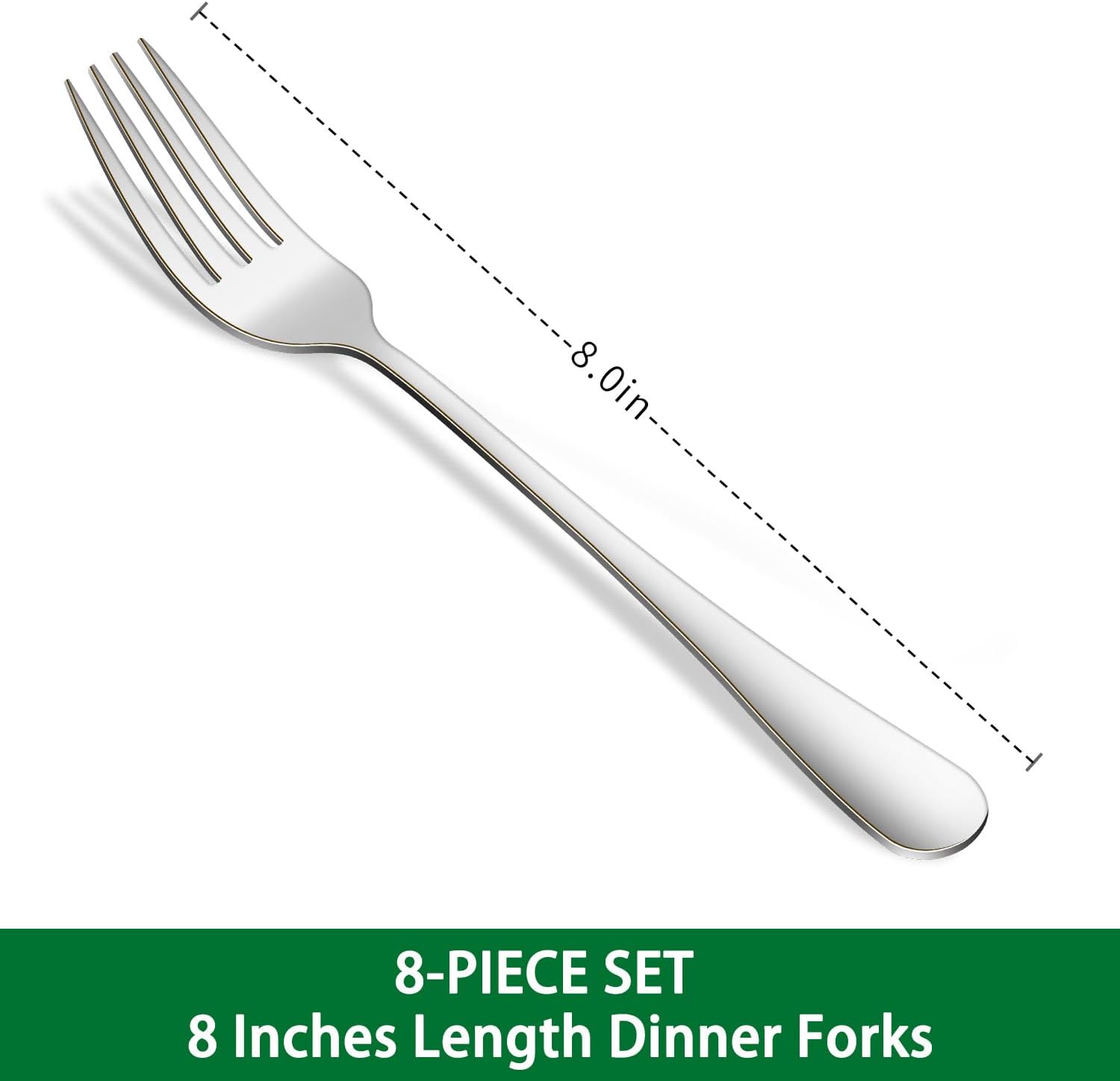 Dinner Forks 8-Piece 8 Inches Stainless Steel Table Fork Dishwasher Safe Flatware Forks Food Grade Mirror Polishing Silverware Main Fork For Home Restaurant Or Hotel