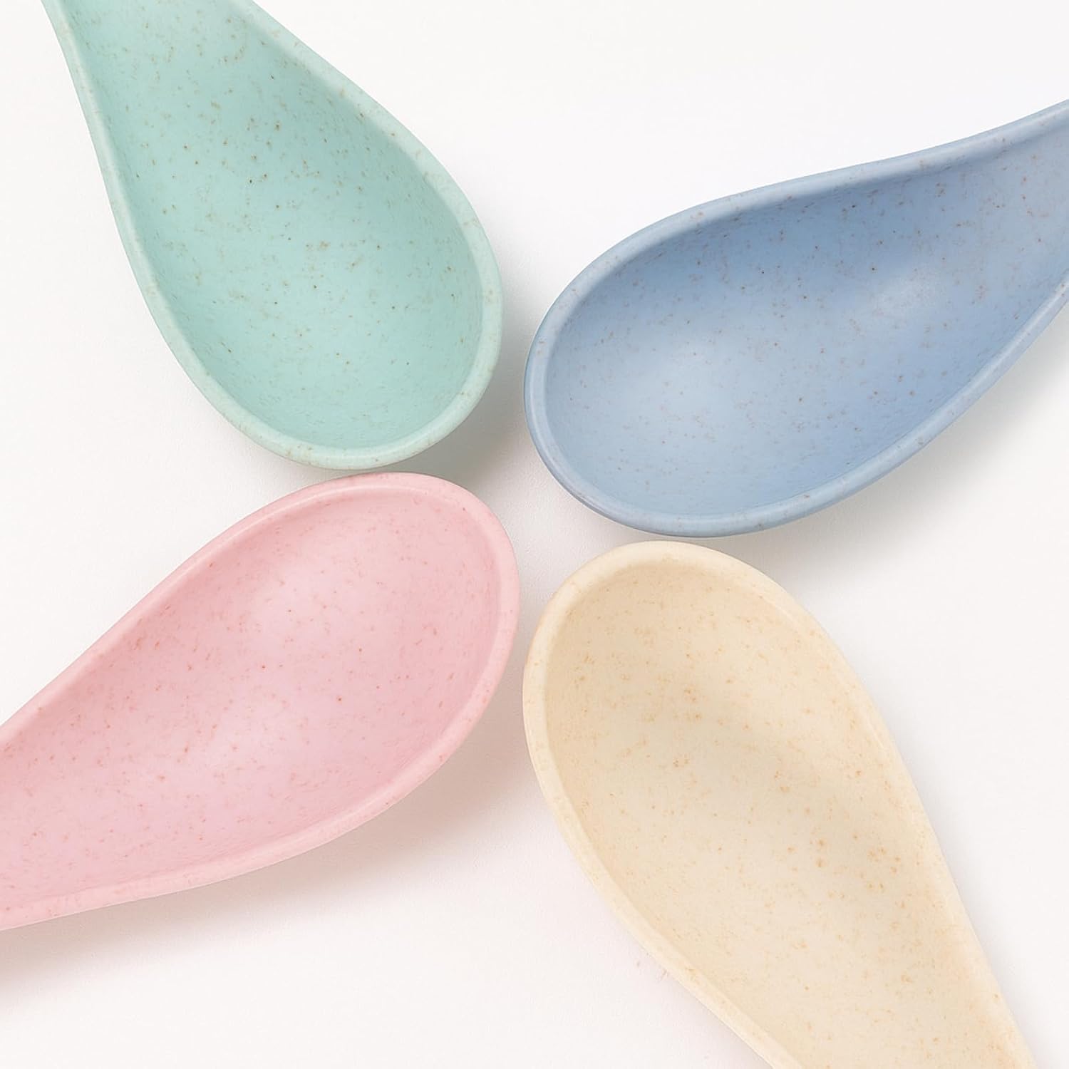 Outus 8 Pieces Wheat Straw Plastic Spoon Portable 6 Inches Colourful Unbreakable Meal Dinner Soup Spoon Safe for Dishwasher and Microwave