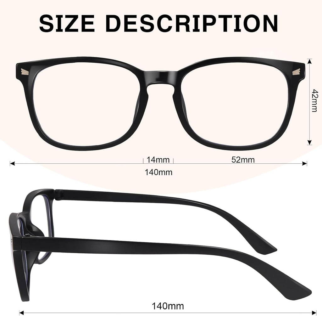Blue Light Glasses for Woman Men | 99% Blue Light Blocking Glasses | Computer Glassess | Night Driving | Gaming | TV Phone Screen Reader Square Frame | Anti Eyestrain & UV Glare Protection