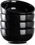 DOWAN 22 OZ Ceramic Soup Bowls & Cereal Bowls - 6" Classic Bowls Set of 4 for Soup  Cereal  Oatmeal  Fruit  Rice - Dishwasher & Microwave Safe (Black)
