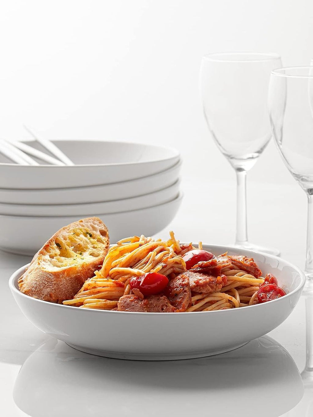 Y YHY Pasta Bowls  30oz Salad Bowls White Soup Bowls Large Pasta Serving Bowl Porcelain Pasta Plates Wide and Shallow Bowls Set of 6 Microwave Dishwasher Safe Valentines Day Gift