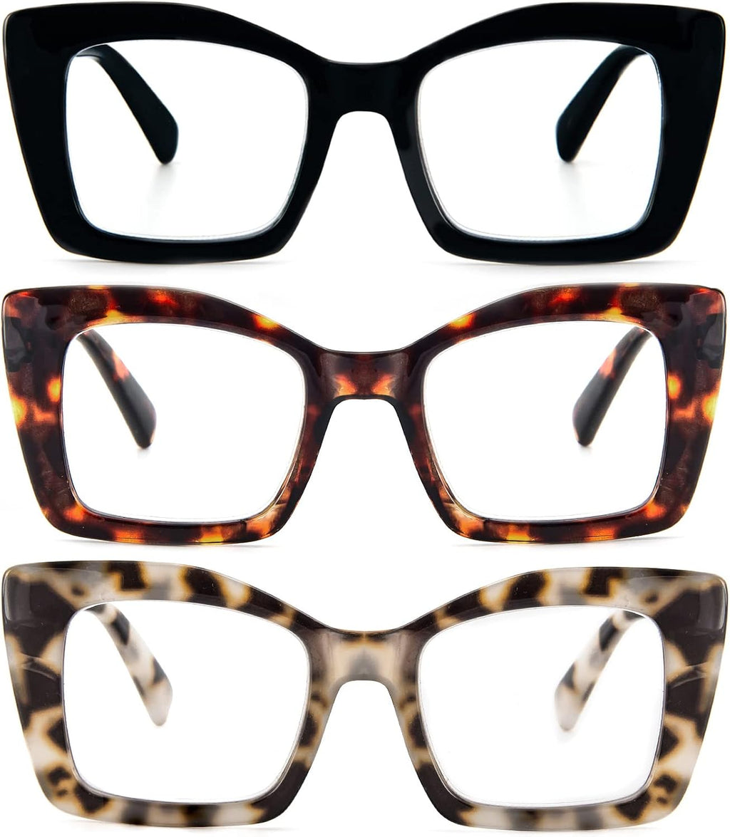 REAVEE Oversized Square Reading Glasses Oprah Style for Women  Blue Light Blocking Large Frame Computer Readers Spring Hinge