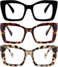 REAVEE Oversized Square Reading Glasses Oprah Style for Women  Blue Light Blocking Large Frame Computer Readers Spring Hinge