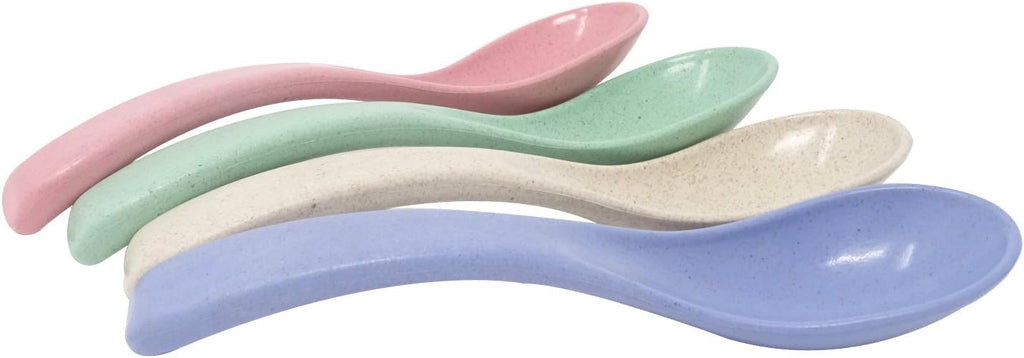 Honbay 4PCS 15cm/5.9Inch Boreal Europe Style Eco-Friendly Wheat Straw Colourful Soup Spoons Chinese WonTon Soup Spoon