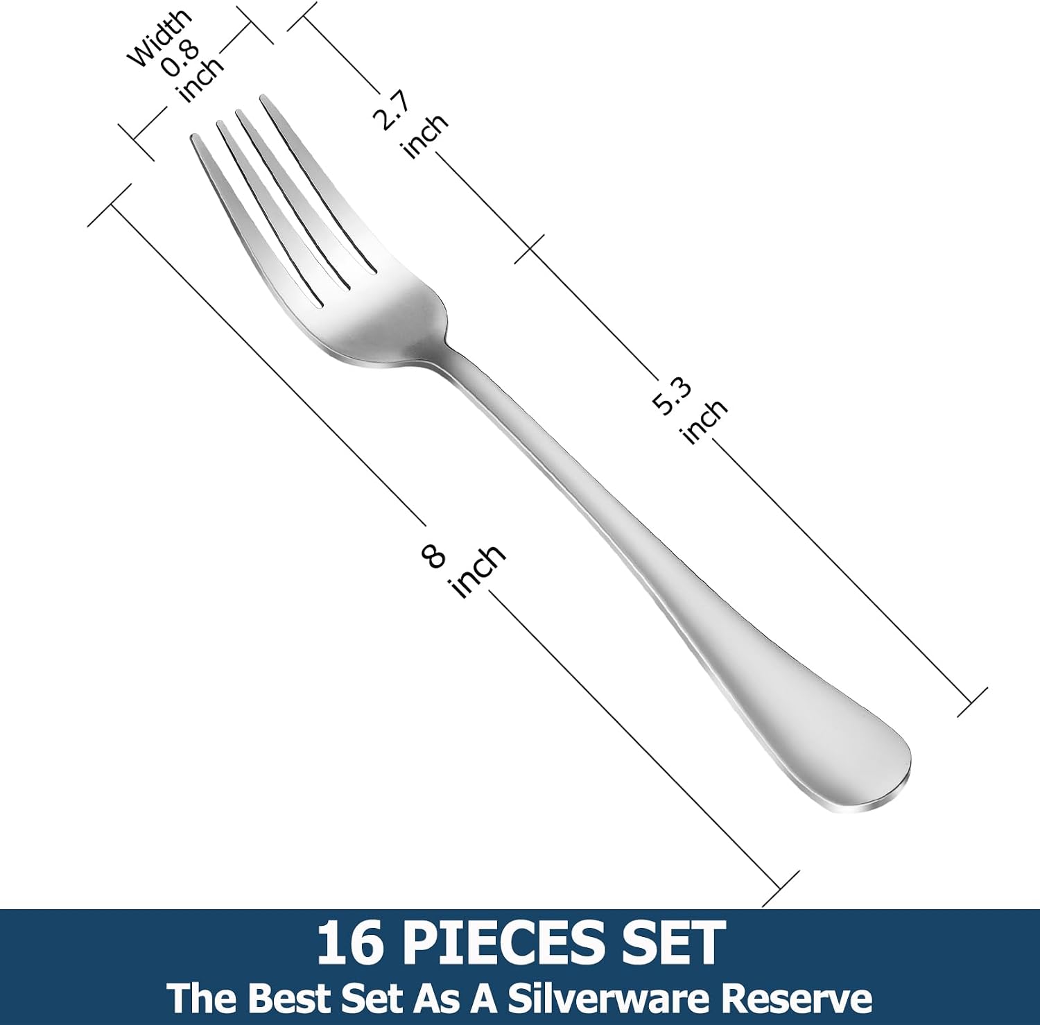 Dinner Forks Set of 16 Top Food Grade Stainless Steel Silverware Forks Table Forks Flatware Forks 8 Inches Mirror Finish & Dishwasher Safe Use for Home Kitchen or Restaurant