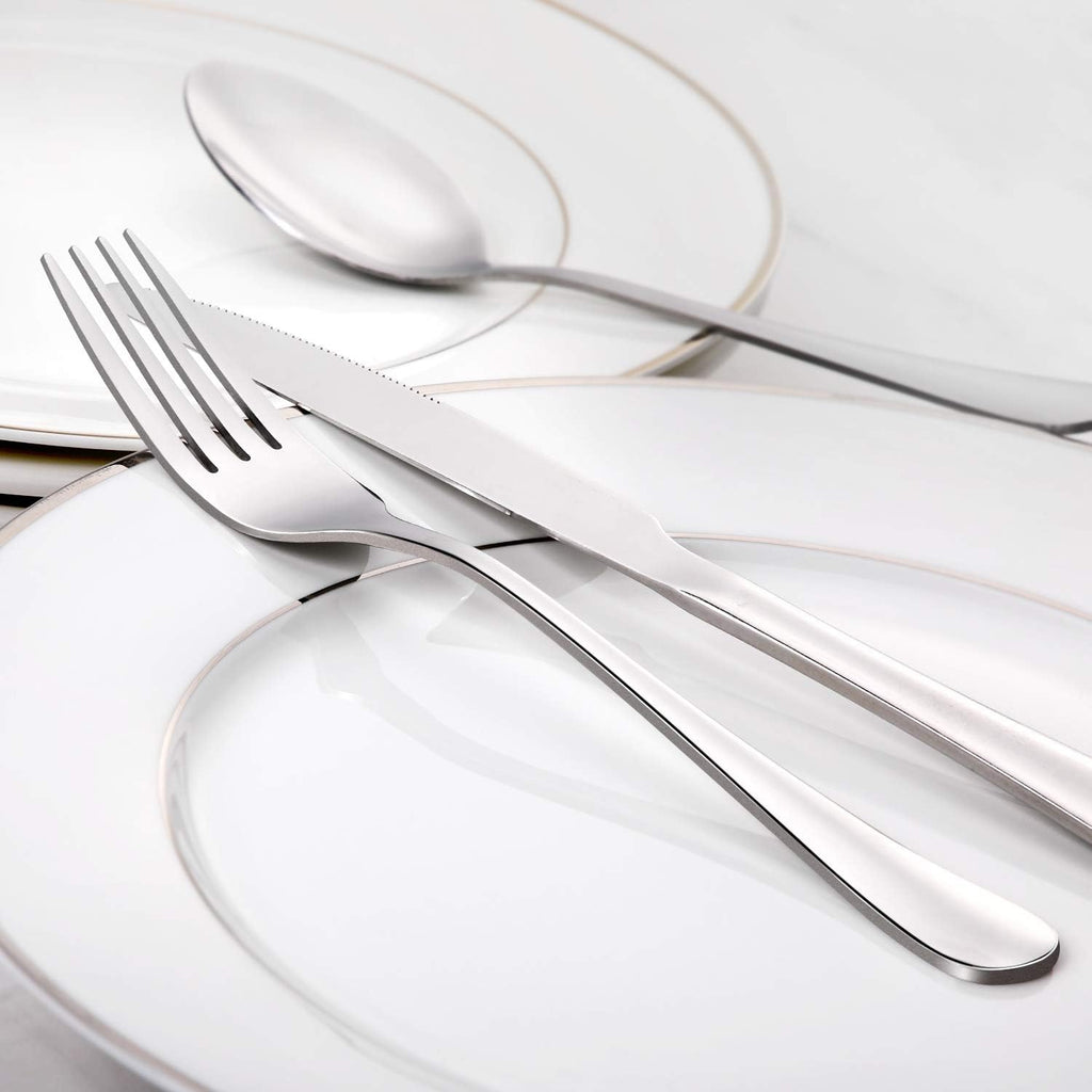 Hiware Dinner Forks Set  Food-Grade 18/8 Stainless Steel Forks Silverware  Mirror Polished  Dishwasher Safe - Set of 12  8 Inches