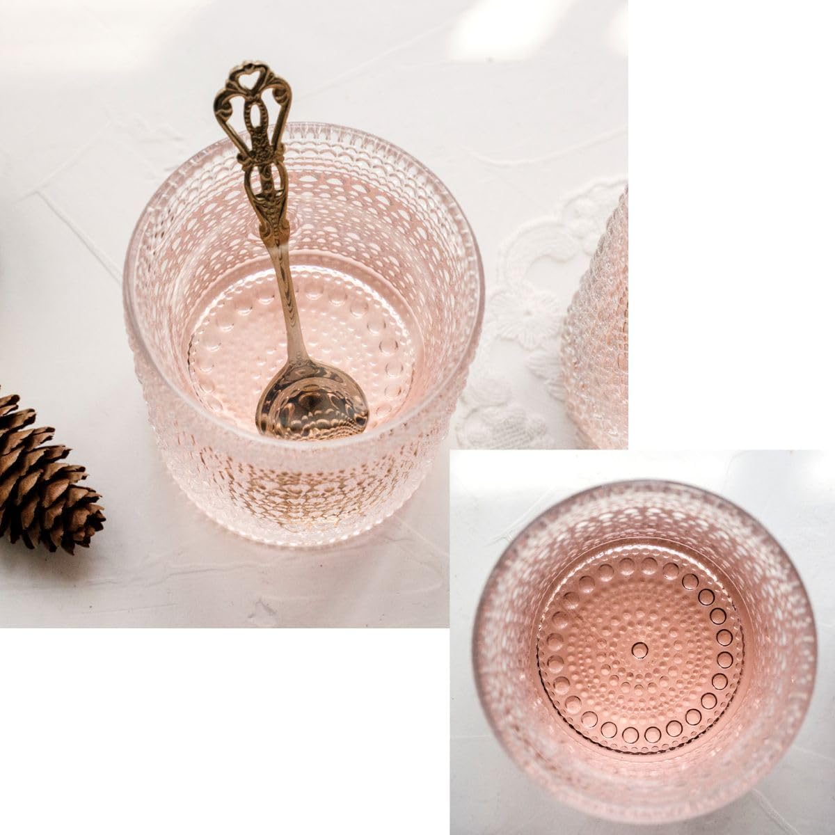 Cocktail Glasses 10 oz Hobnail Drinking Glasses Set of 6  Vintage Glassware  Textured Glass Cups Bubble Glasses Water Glasses Old Fashion Jupiter Glasses Set  clear