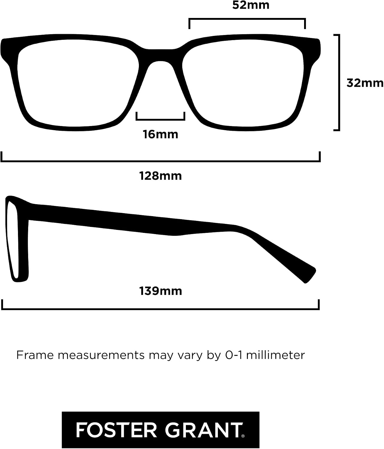 Foster Grant Men's Leo Square Reading Glasses