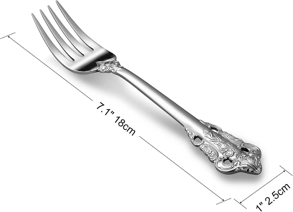 KEAWELL Luxury Salad Forks Dessert Forks Set  Set of 4  18/10 Stainless Steel  7 Inches  Dishwasher Safe  Mirror Polished  Silverware Fork Set (Silver)